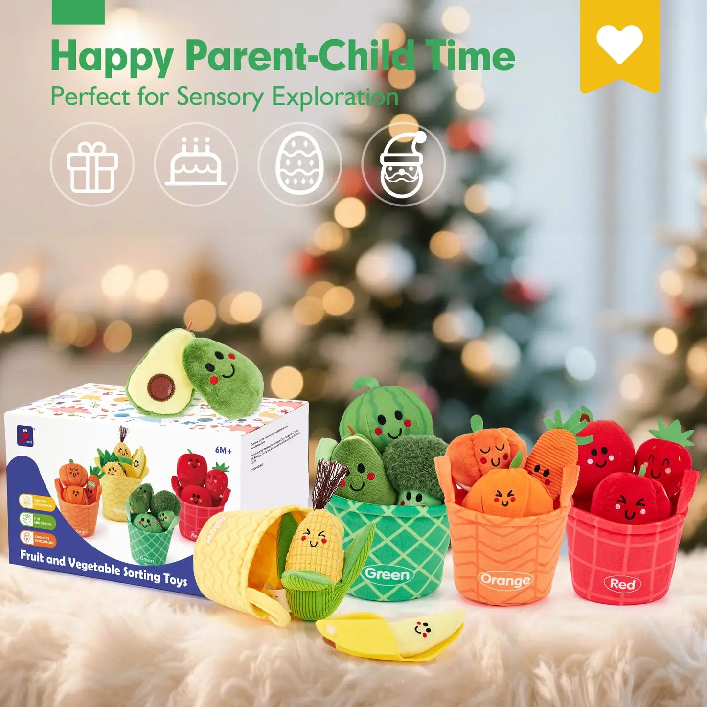 16Pcs Fruit Veggie Sorting Baby Toys