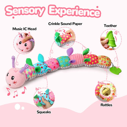 Musical Caterpillar Baby Sensory Toy Infant Tummy Time Play Gift