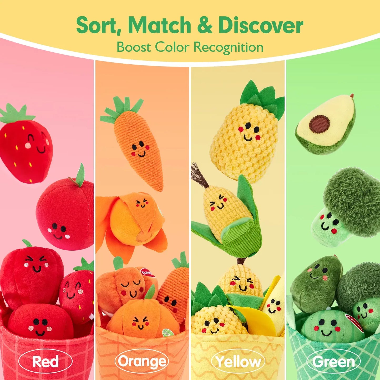 16Pcs Fruit Veggie Sorting Baby Toys