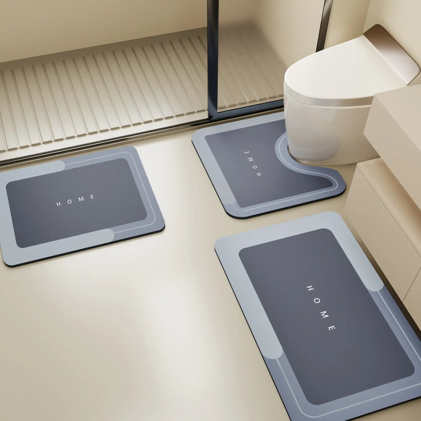 3Pcs Non-Slip Bath Mat Set