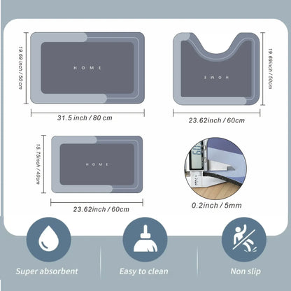 3Pcs Non-Slip Bath Mat Set