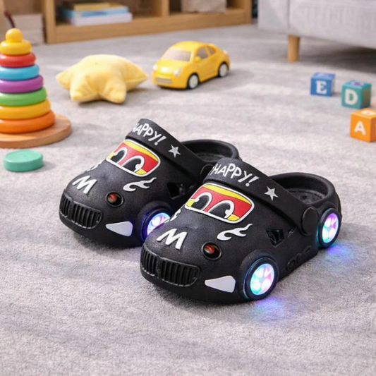 Cartoon Car LED Light Anti-Slip Kids Slippers