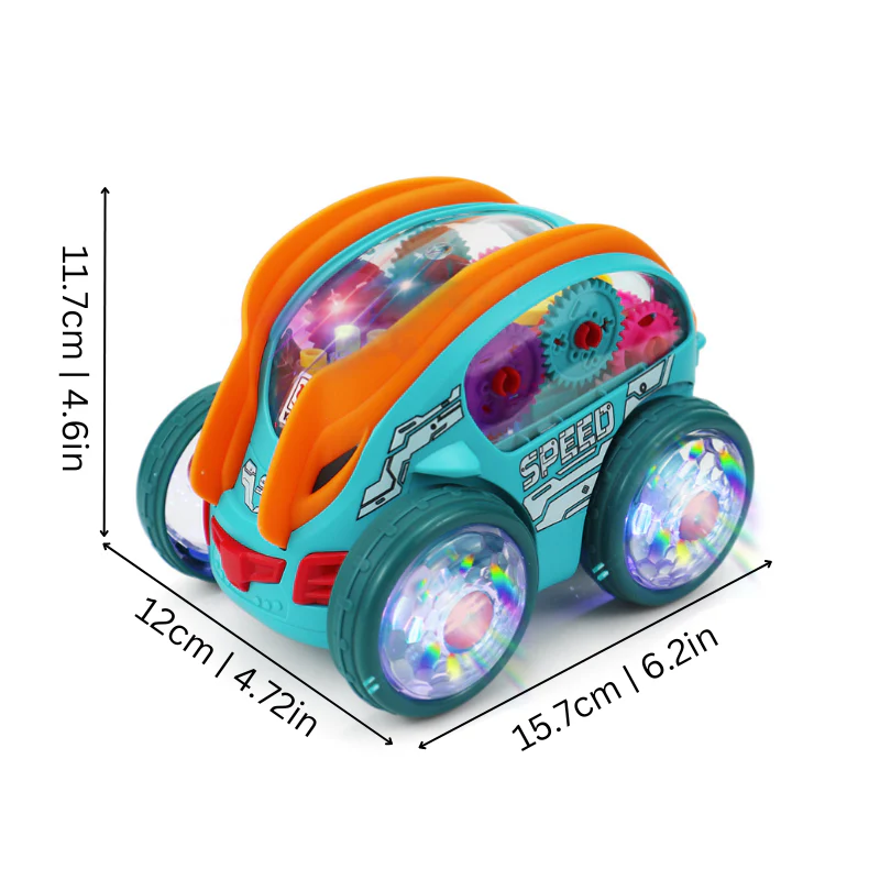 Gear-Driven Dynamic Car with LED Lights