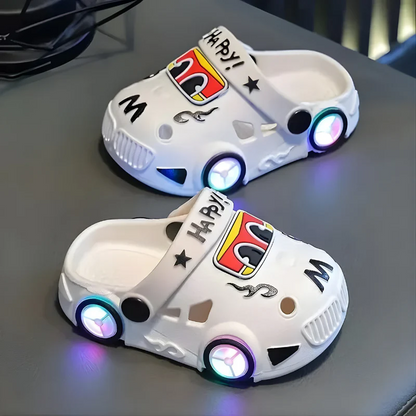 Cartoon Car LED Light Anti-Slip Kids Slippers