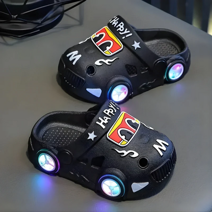 Cartoon Car LED Light Anti-Slip Kids Slippers