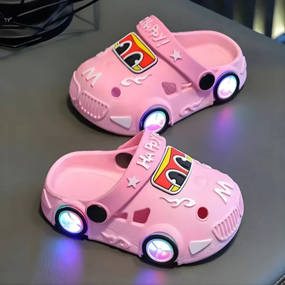 Cartoon Car LED Light Anti-Slip Kids Slippers